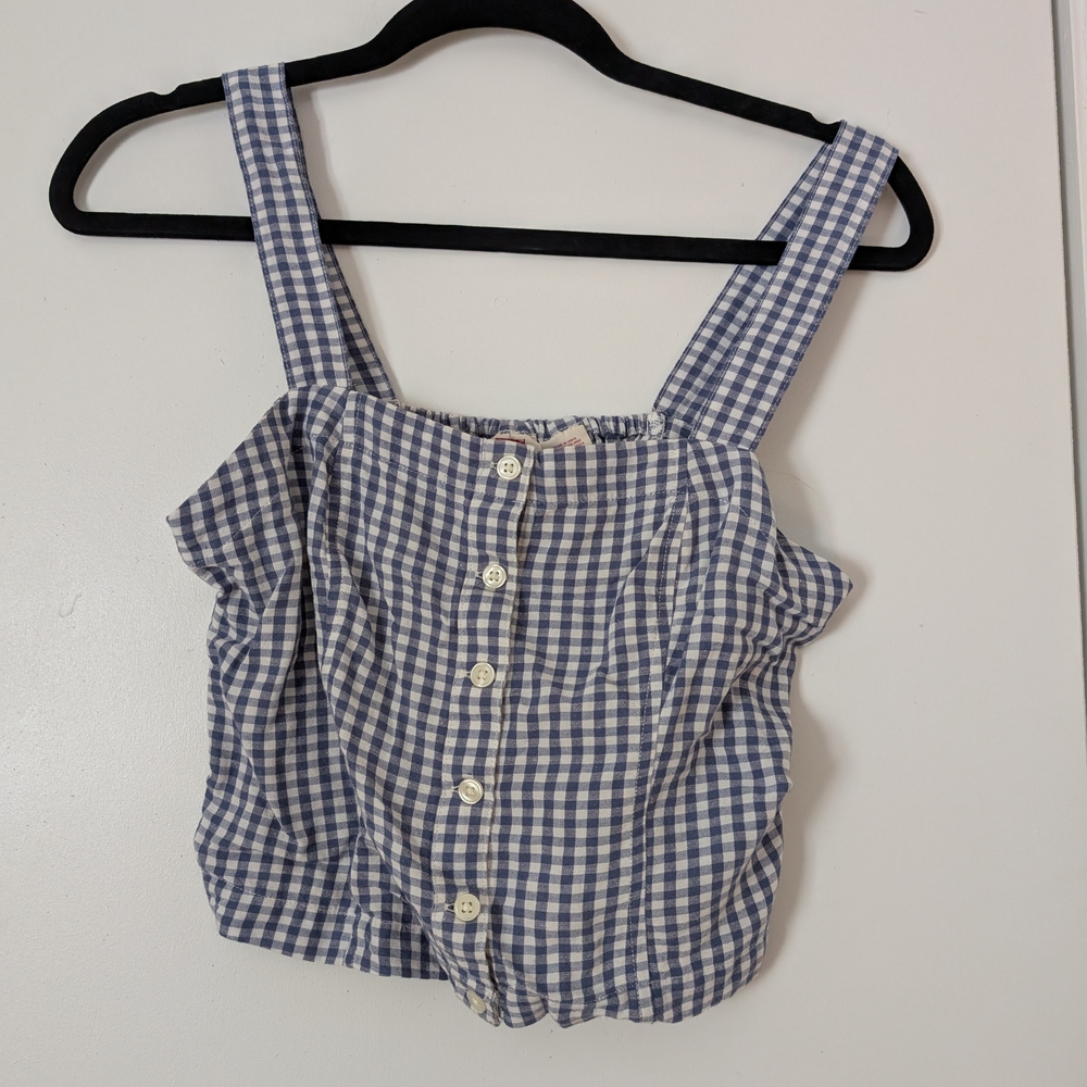 Levi's Blue and White Checkered Women's Top